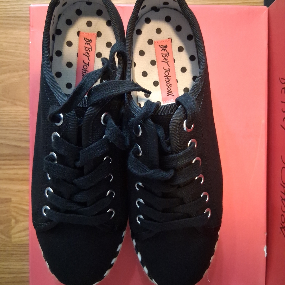 Betsey Johnson Black and Multicolor Platform Sneakers - Picture 5 of 6